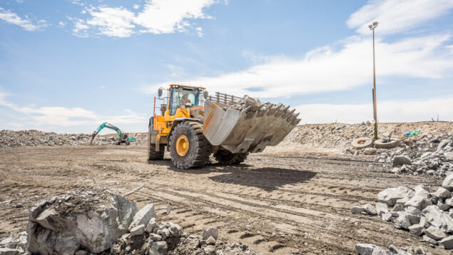 A front-end loader at work in Broken Hill